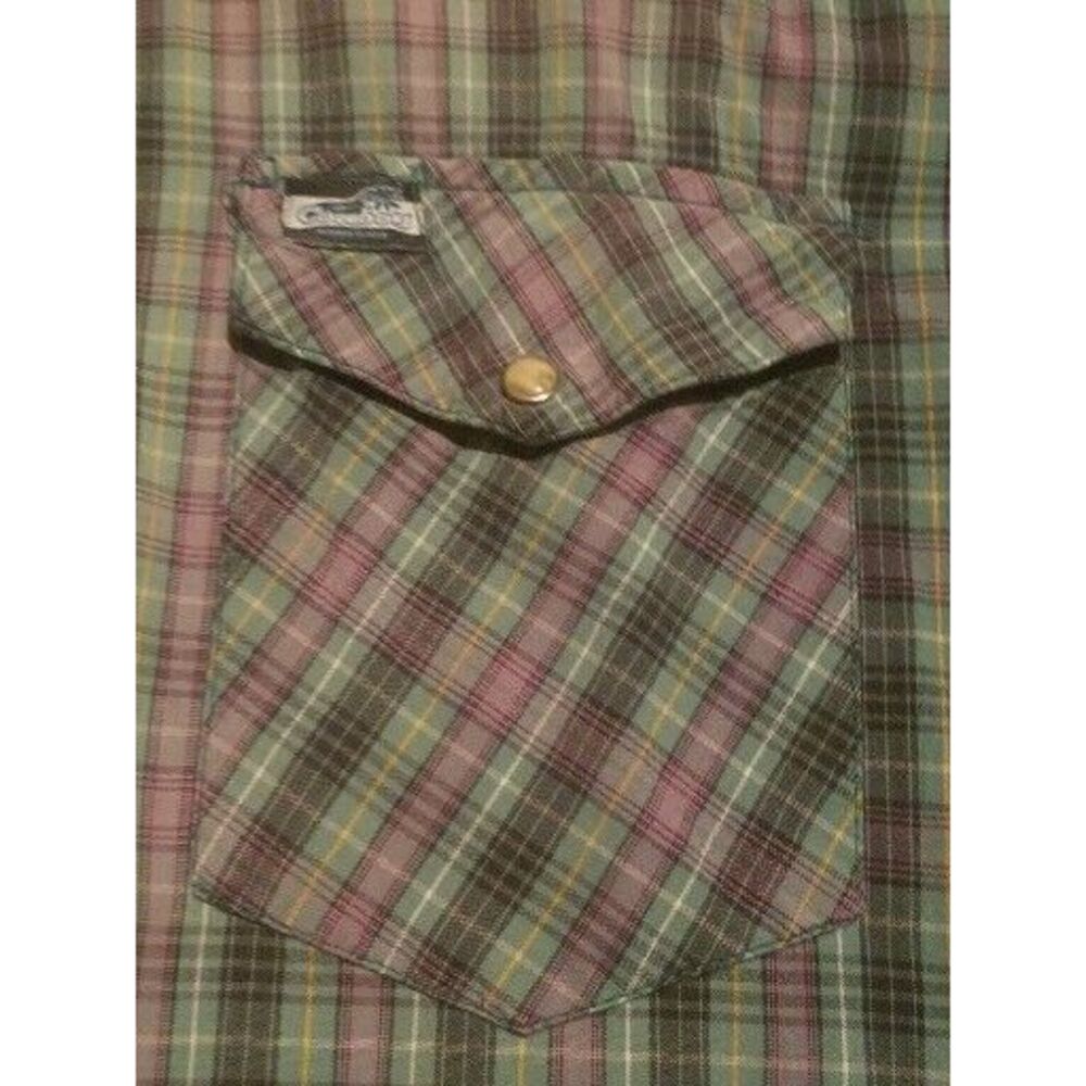 Cowboy Hardware Mens 2XL Pearl Snap Short Sleeve Western Shirt‎ Plaid Heavy Duty - Picture 5 of 7
